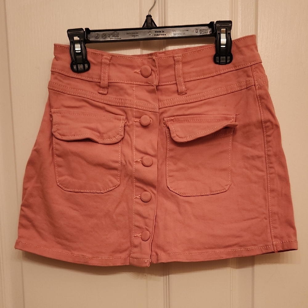 Salvage Pink Button-Front Skort